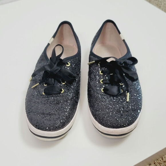 Keds X Kate Spade New York Glitter Sneakers in Black, sz 9 - Picture 1 of 15